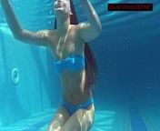 Small teen Mia Ferrari strips naked in pool from hariel ferrari naked