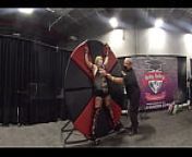 Blonde Lady on a spinning wheel at EXXXotica NJ 2021 NJ in 360 degree VR from 360 degree