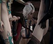 The Witcher Triple Futanari - Ciri has sex with Triss and Yennefer from the witcher futanari corruption lodge 3