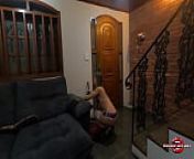Hot blonde in costume vacuuming the room and stroking her pink pussy, cums on the couch and horny sucking dick from หลุดจุกจ๊ะอาร์สยาม