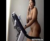 Busty black MILF doing some nacked workout from nacked breast