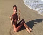Divine Blonde with Large Breasts Naked at the Beach from naked young breast