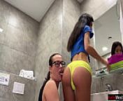 Hot MILF and stepdaughter lick each other's pussies in the bathroom from ledy tarjan ki chu