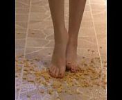 Foot Fetish - Sexy feet stepping on crunchy cereal from desi fat musli
