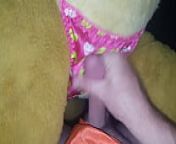 cumming on Joe Boxer Satin Panties from goldie cums on her plushie