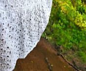 I didn't wear panties while walking in the woods. I wore only a white dress and specially lifted up my skirt so that my Stepson would see my sweet ass and be embarrassed. from walking dress see through panties