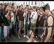 Athletic strong gay man in public spanking and fucking bondage video from public gay fucking