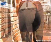 Amazing Tight Round Ass and Cameltoe in Black Leggins! Wow! from cum on leggins