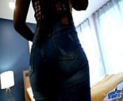 Huge Round Heavy ASS EBONY Babe In Tight Jeans and G String from twerk in thong