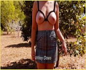 MILF strips to sexy lingerie in a public HIKING tease from nude hiking in public