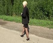 My walks in pantyhose and heels from new business style walk in street full
