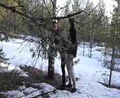 Young Couple Passionately Fuck in Winter Forest from china forest sex v
