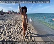 Amateur Fitqueen teen cause a circle of men at public nude beach from nudist teen beach voyeur