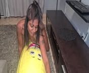 Tattooed desi slut humps a big banana, close ups from desi sister smooch boobs sucked by brother with audio
