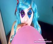 Crazy Clown Kiwwi blows on balloons and dick! Can I make your cock POP!? from bbw crazy