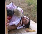 Hot bombshell with big tits gets bound and spanked by a werewolf from huge boob grope