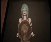 Blair the futanari girl with green hair gets anal fuck in public from 3d futanari animation
