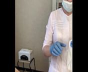 The patient CUM powerfully during the examination procedure in the doctor's hands from exam cock