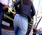 Big Ass Big Hips and Cameltoe Brunette Babe In Tight Jeans in Public from hip public