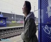 Public Agent Train Station smoker gets her tits out to pay the fine from tren ki sexsi