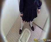 Asian teen rubs her vag from japanese toilet peeing