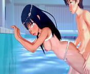 Nagatoro's sexy after swim session from anime scholl senpai