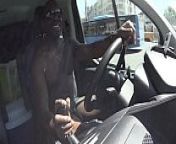 Joss lescsaf shows off while driving naked in this car. With he's BBC in soft mode from shame nude naked