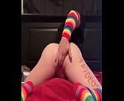 Transgender - TransCanadiAnne&rsquo;s daily morning anal stretching exercise popping folded double dildo out of her asshole from daily morning swallow