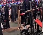 Edited version of a woman naked in the gym from nude in gym