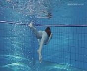 Anna Netrebko skinny tiny teen underwater from under swimming pool