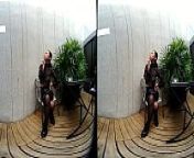 VRpussyVision.com - Young girl smokes topless and in leather skirt from high fashion shoot concept red saree rimpi