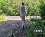 Naked girl pick up litter near the road from enf cnmf reluctant public nudity