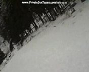 Horny and romantic couple sex on a cold snowy day from real sex in a snowy winter forest