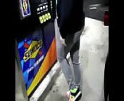 desperate girl wetting pee jeans while pumping gas from female desperation