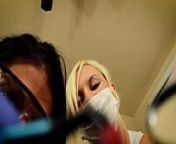 POV Double handjob Alexis Rain and Fifi Foxx dental asstepsistants mask and gloves from gloves handjob