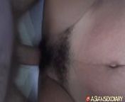 Amateur Asian gets cum on her hairy pussy from www xxx cheena