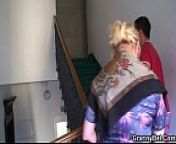 Old granny is banged by an young pickuper from young mom an