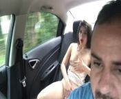 Beautiful woman shows her tits to the Uber driver and masturbates her pussy with her fingers in the from karol ferrer