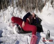 Snowy Frozen Pond Outdoor Clothed MILF Masturbation-- Beautiful Orgasm, Visible Breath from frozen