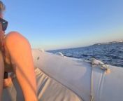 Sunset Love on the boat, Loving couple Naemyia from jalta