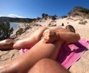 Naked with a sextoy in my ass I show myself off at the public beach, an old voyeur surprises me from czech nu