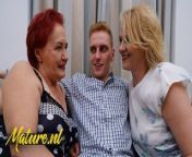 Two Horny Grandma’s Invite a Big Dick Toyboy Over For Some Threesome Fun! from granny anal licking