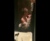 Goregous gal gags on giant cock in grand public bathroom from gal fern ki saxister bathroom sexunny leon obery cudai
