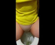 Does She really FORGET to take off PANTIES ? [pee in panties] from big booobs yellow top web cam