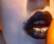 Messy Black Lipstick Kissing A pumpkin from pumkin