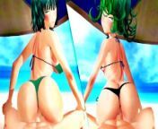 One Punch Man Tatsumaki and Fubuki both Ride your Cock with their Big Ass Until Creampie - Animation from mmd tatsumaki