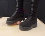 Aggressive Combat Bootjob in Knee High Boots - CBT, Trampling, Crushing, Femdom, Shoejob from femdom boots trampling