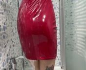 Latex fetish. Dominatrix Nika in a latex dress takes a shower. Watch as the drops of water cover from elissa khoury nude fa