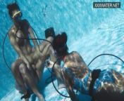 Girls underwater having hardcore sex with Polina Rucheyok from underwaters