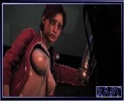Claire Redfield grabbed a monster Tyrant and fucked her in all holes with a huge thick dick from 3d thick